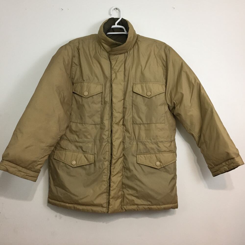 Y2K American Eagle Mens Puffer Jacket Size M Reversible Hooded Coat Down Relaxed